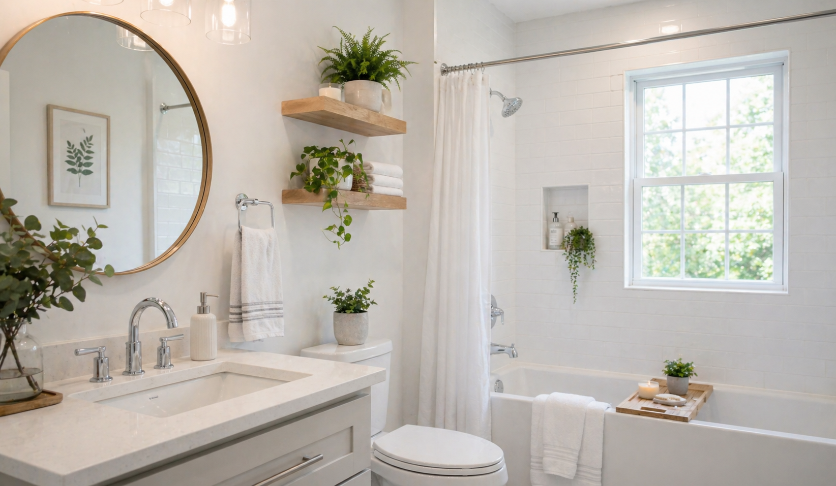 Updated bathroom showing bathroom upgrade ideas without renovation including new fixtures and accessories
