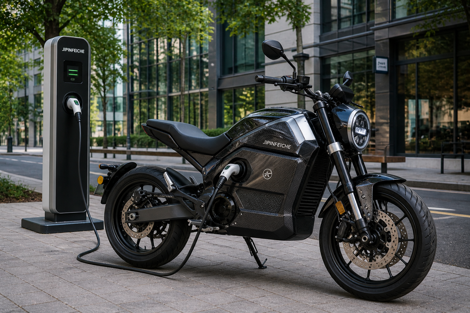 Jipinfeiche electric motorcycle showcasing modern design and eco-friendly transportation features