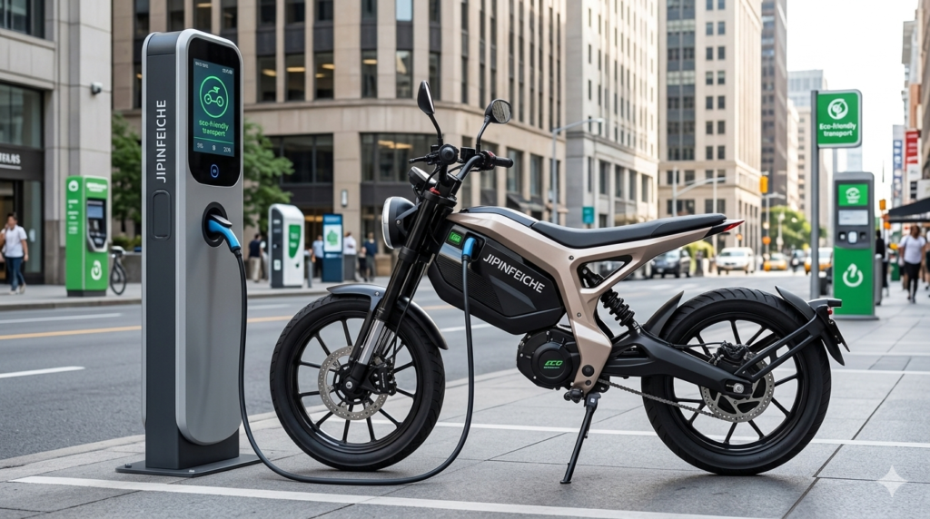 Jipinfeiche electric motorcycle showcasing modern design and eco-friendly transportation features